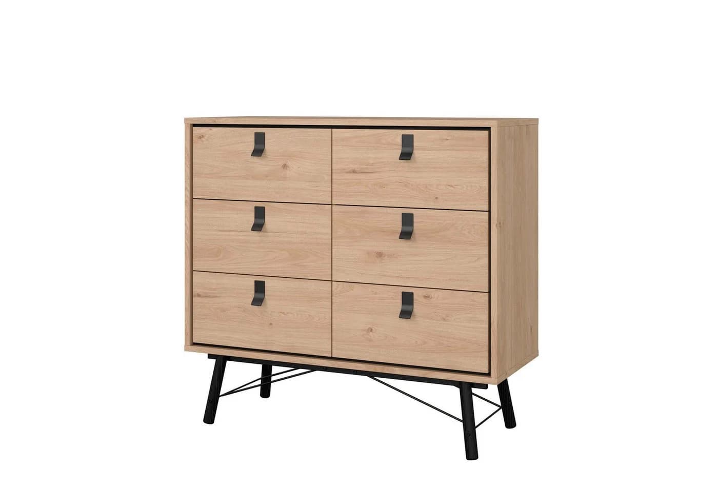 Kommode ANDAS Ry Braun 6 Schubladen Holzwerkstoff Massivholzbeine - Bild 5