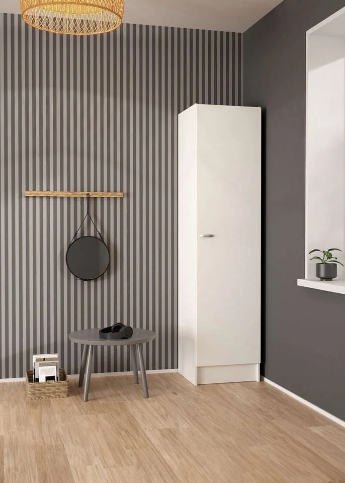 INOSIGN Focus Kleiderschrank Weiß mit 4 Böden und Kleiderstange