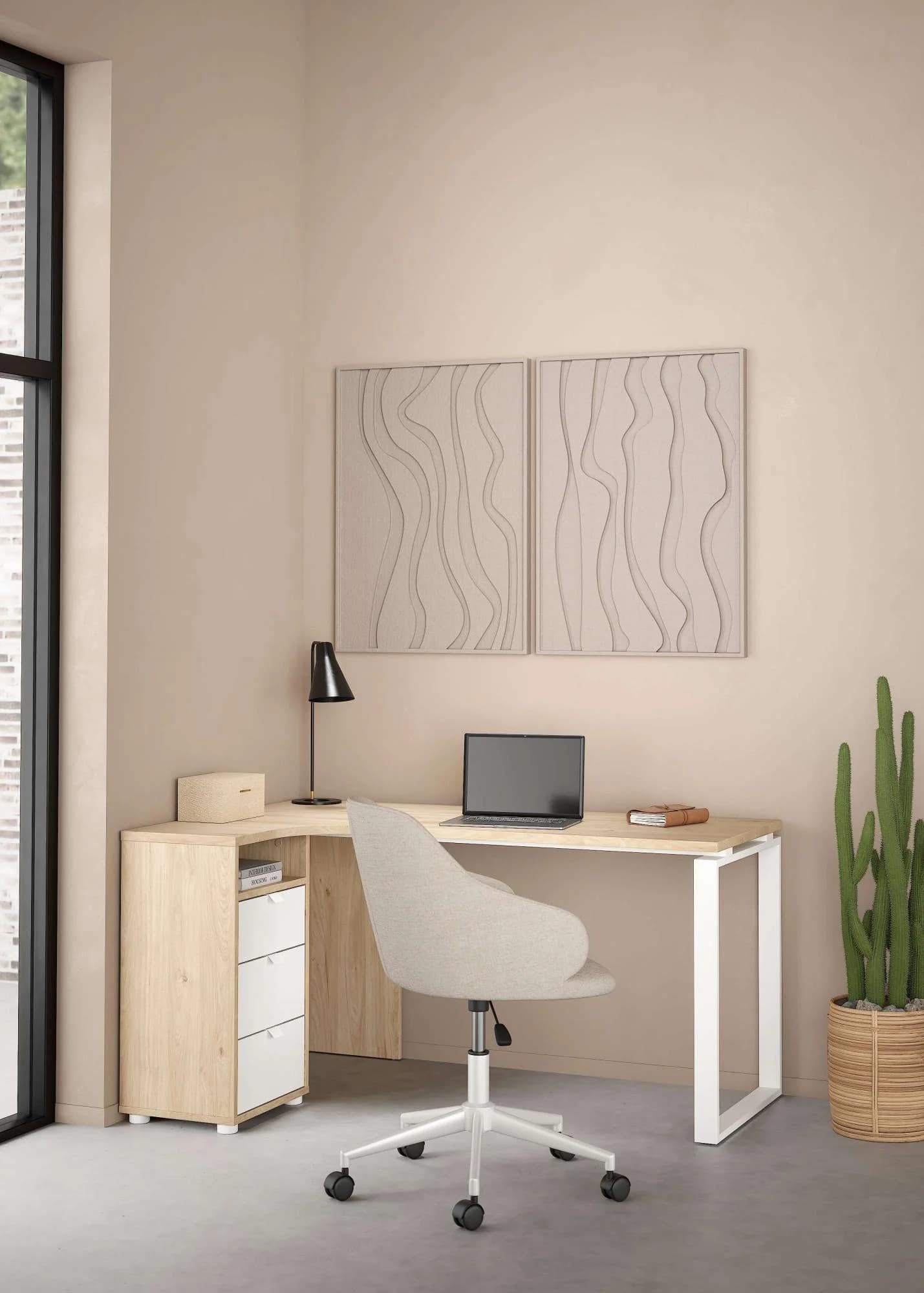 INOSIGN Eckschreibtisch Weiß 150cm 3 Schubladen