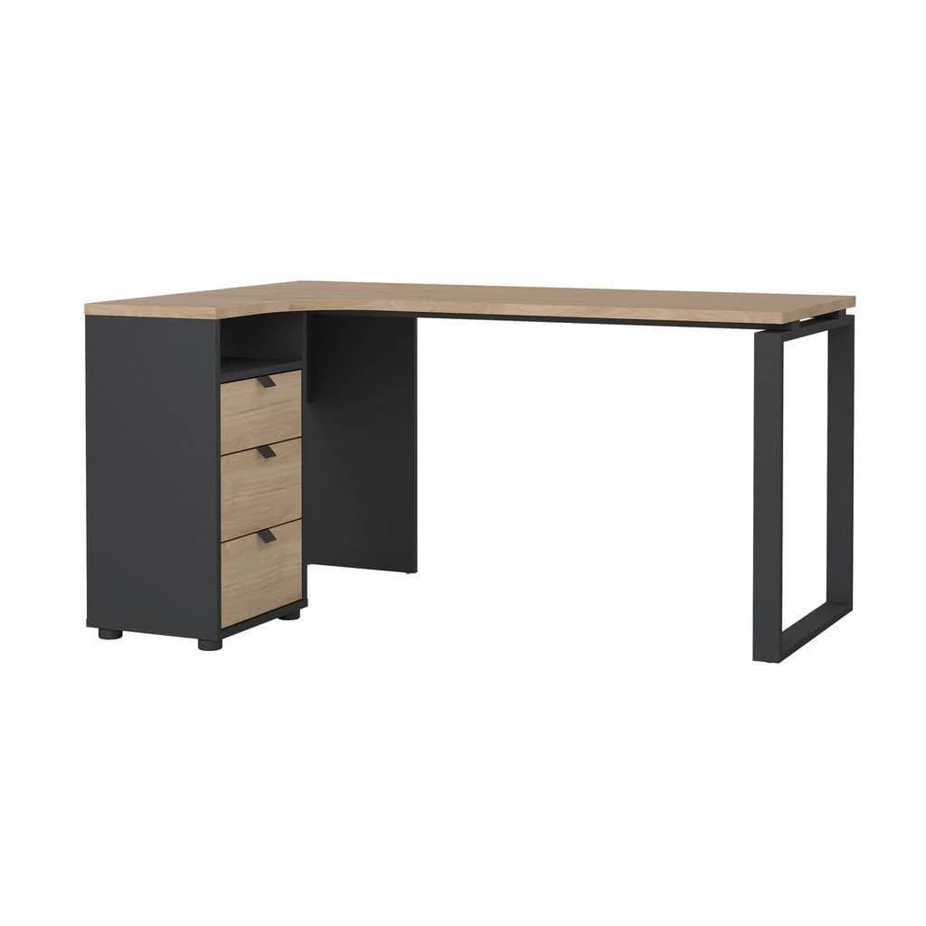 INOSIGN Eckschreibtisch Sign Grau Holzwerkstoff Metall 3 Schubladen
