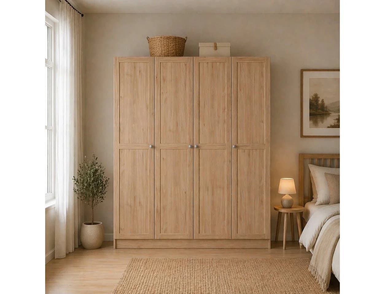 HOME AFFAIRE Billund Kleiderschrank Braun 4 Türen Holzwerkstoff - Bild 2