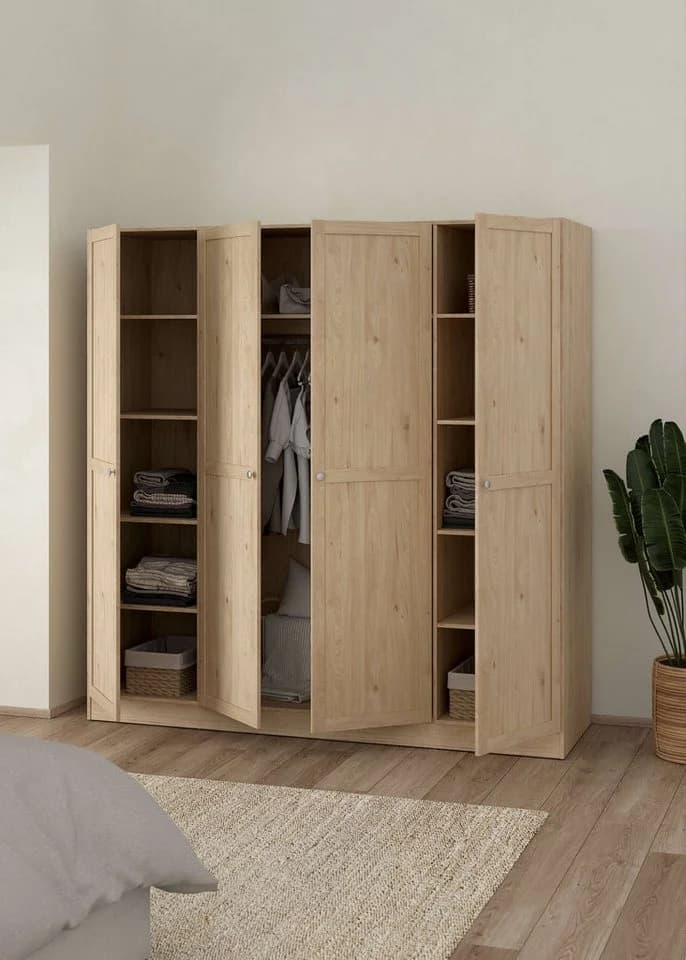 HOME AFFAIRE Billund Kleiderschrank Braun 4 Türen Holzwerkstoff - Bild 3