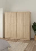 HOME AFFAIRE Billund Kleiderschrank Braun 4 Türen Holzwerkstoff Bild 5