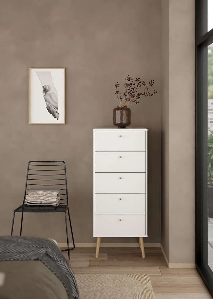 Highboard ANDAS Bodo Weiß 5 Schubladen Skandinavisches Sideboard - Bild 2