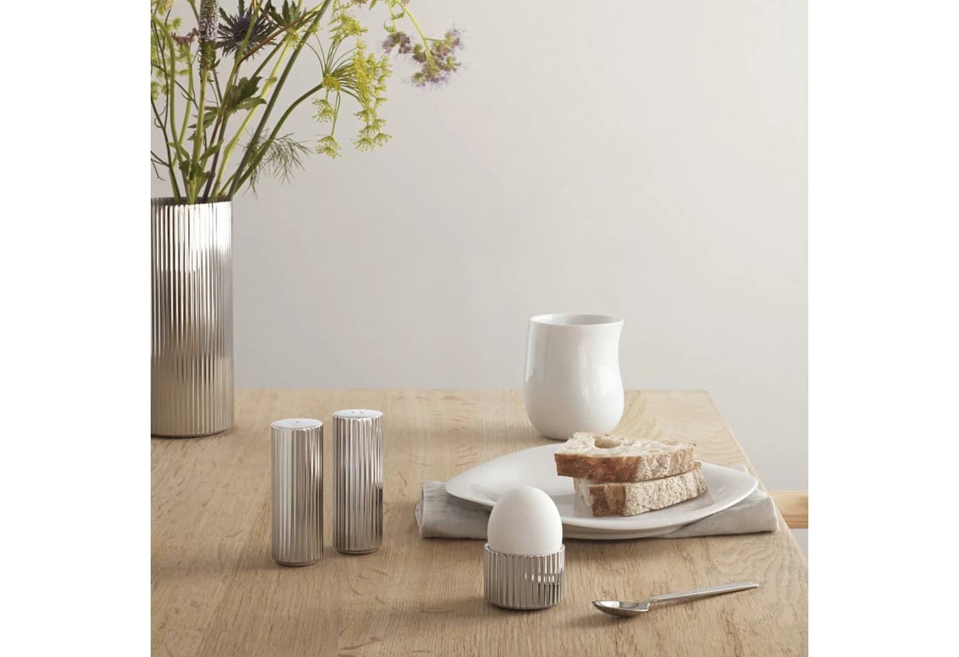 Georg Jensen Bernadotte Vase Edelstahl Silber Ø 12 cm - Bild 4