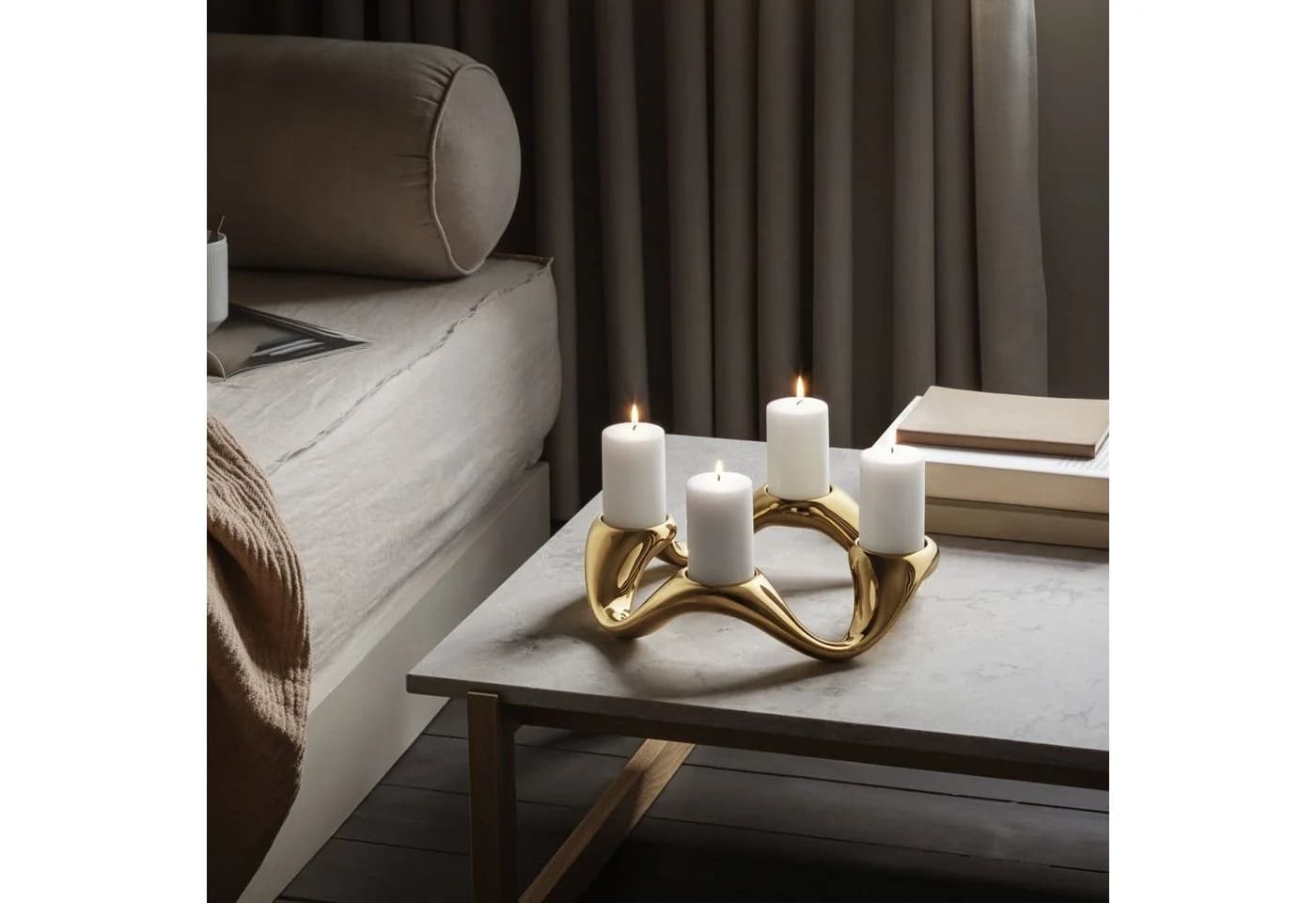 Georg Jensen Cobra Kerzenhalter Rund Gold - Bild 3