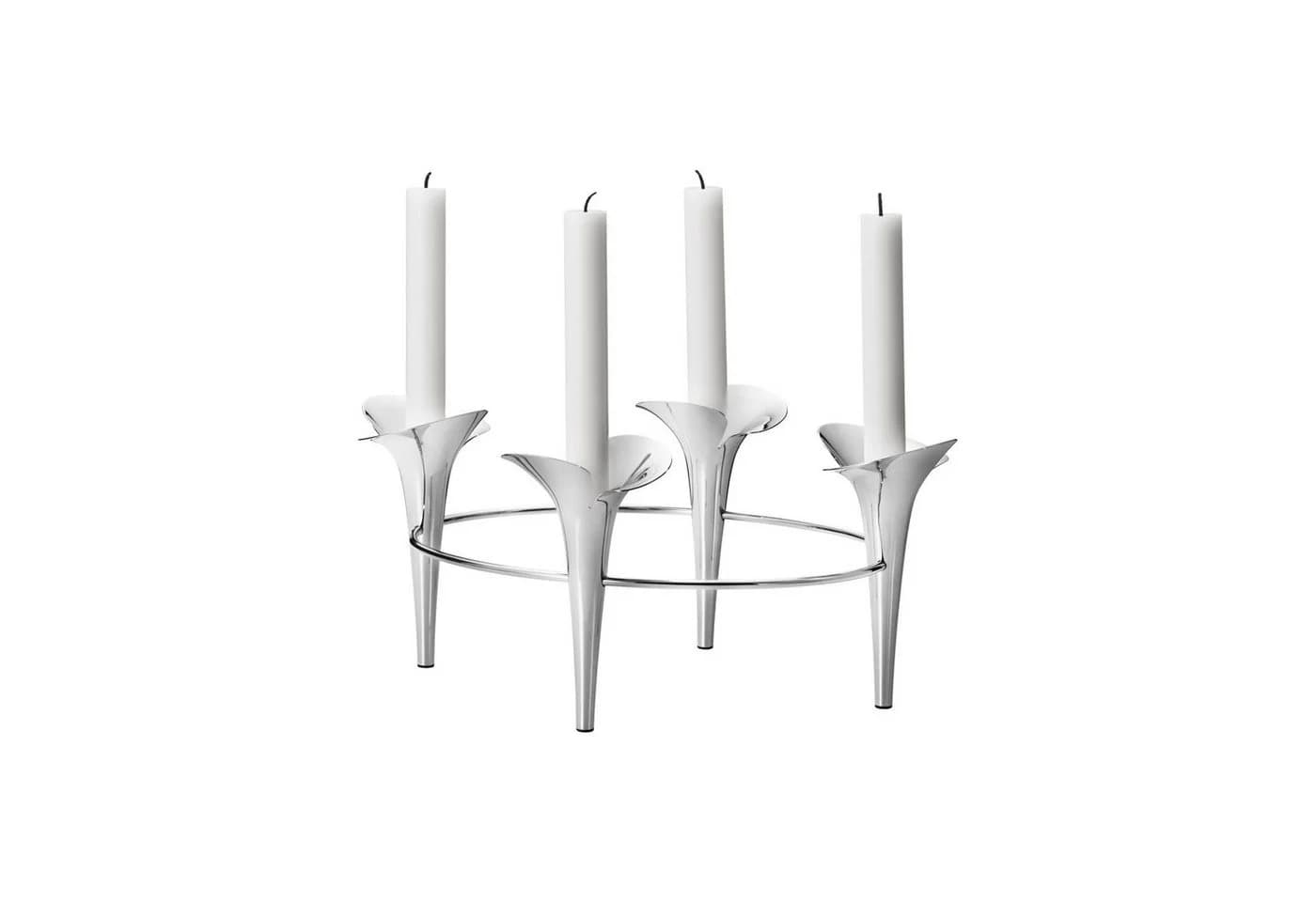 Georg Jensen Kerzenhalter Bloom Botanica Edelstahl Silber