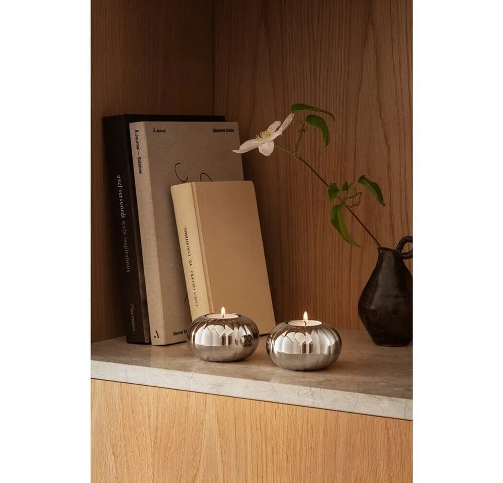 Georg Jensen Teelichthalter 2er-Set Bernadotte Edelstahl Hochglanz