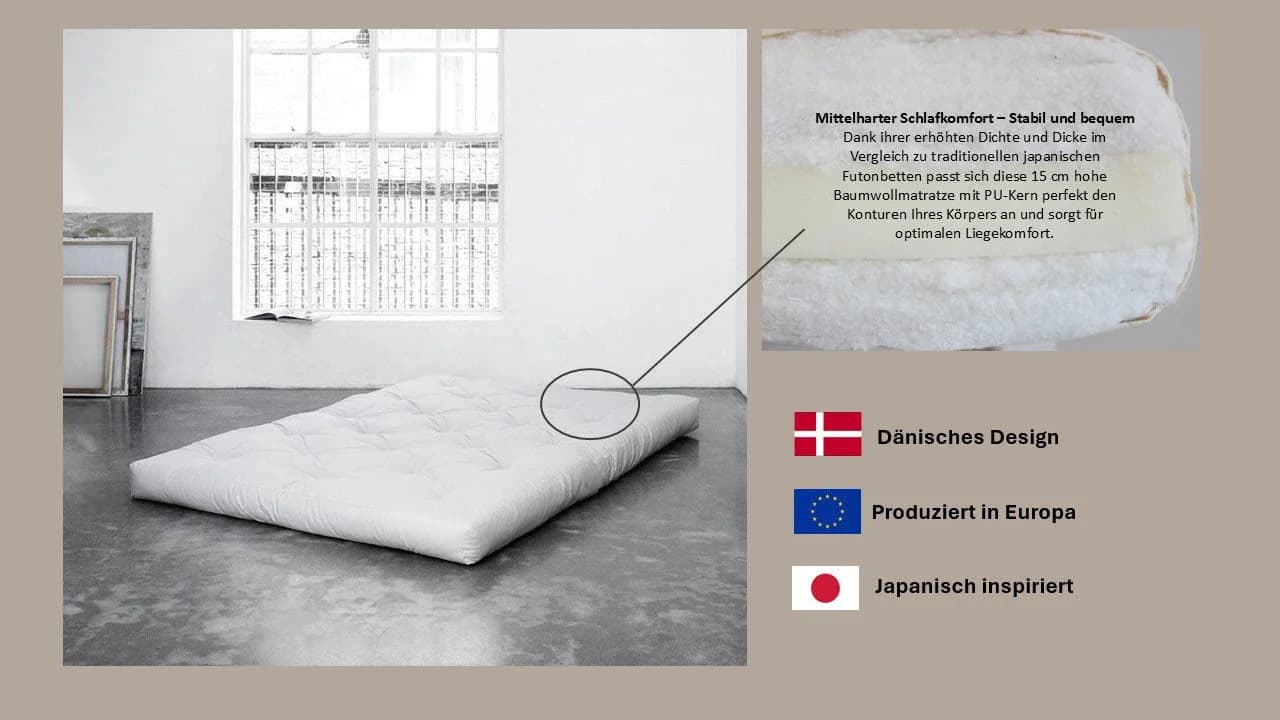 KARUP DESIGN Comfort Futon Matratze 15 cm Beige Weiß - Bild 3