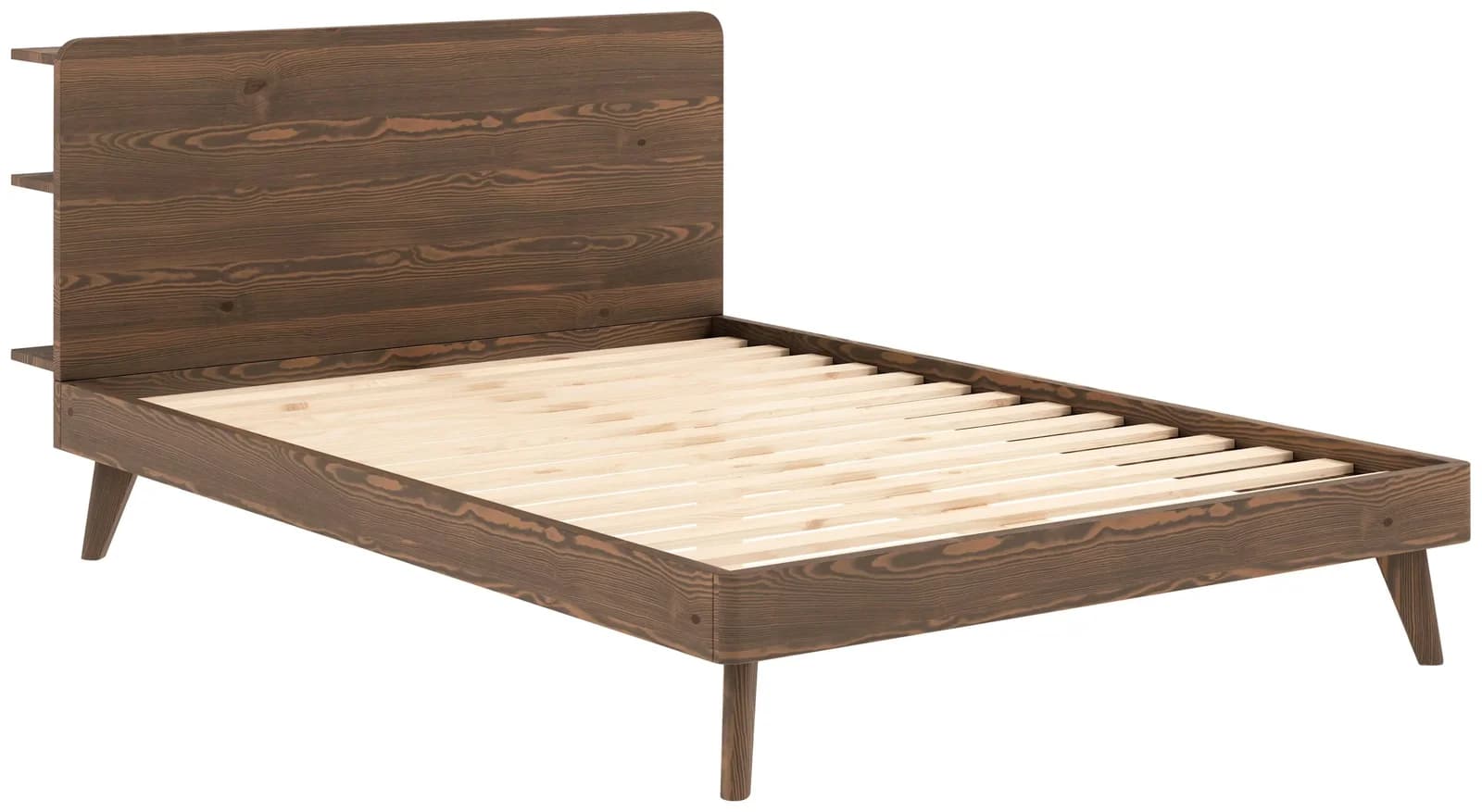 KARUP DESIGN Retreat Bettgestell Braun Massivholz mit Ablagen