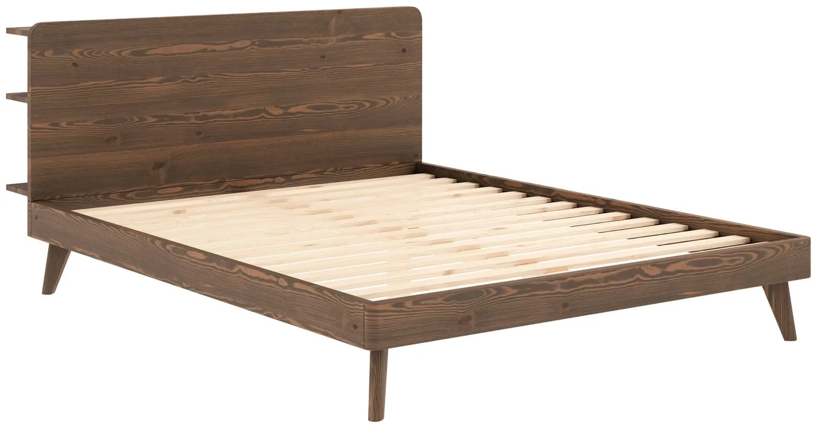 KARUP DESIGN RETREAT BED Bettgestell Braun Massivholz mit Ablagen