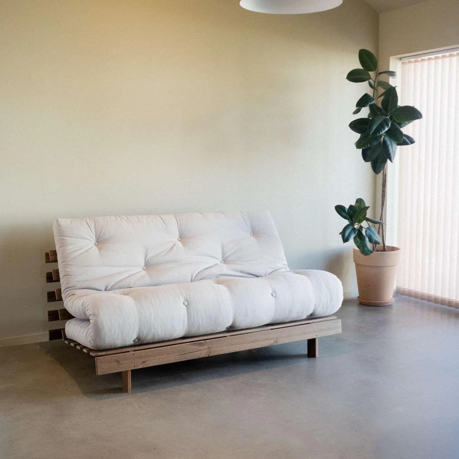 Karup Design Roots Daybett 160cm Beige FSC-Massivholz mit Futonmatratze
