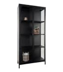House Nordic Vitrine BRISBANE Schwarz Glas Stahl 2 Türen Bild 5