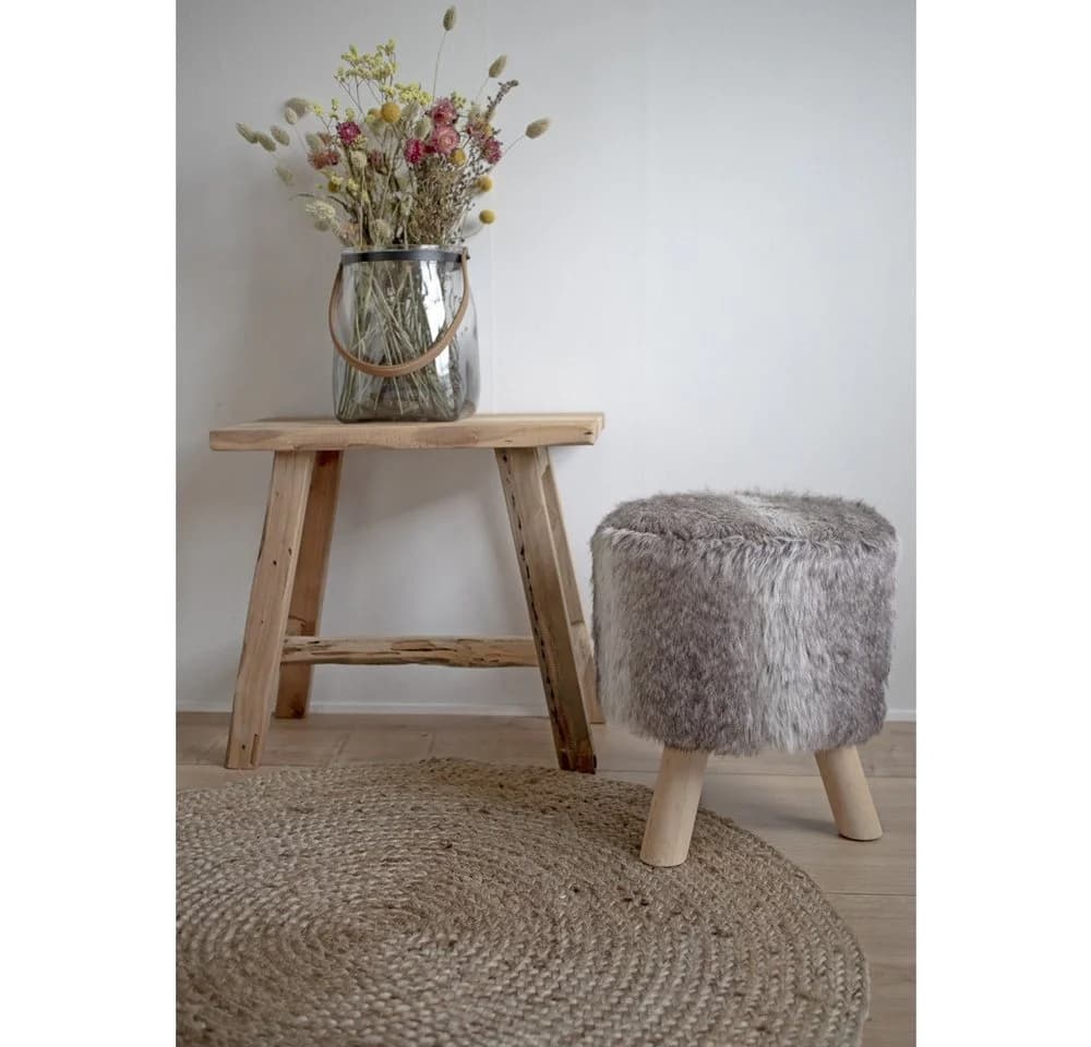 House Nordic Hocker Natur Teak Holz Skandinavisch