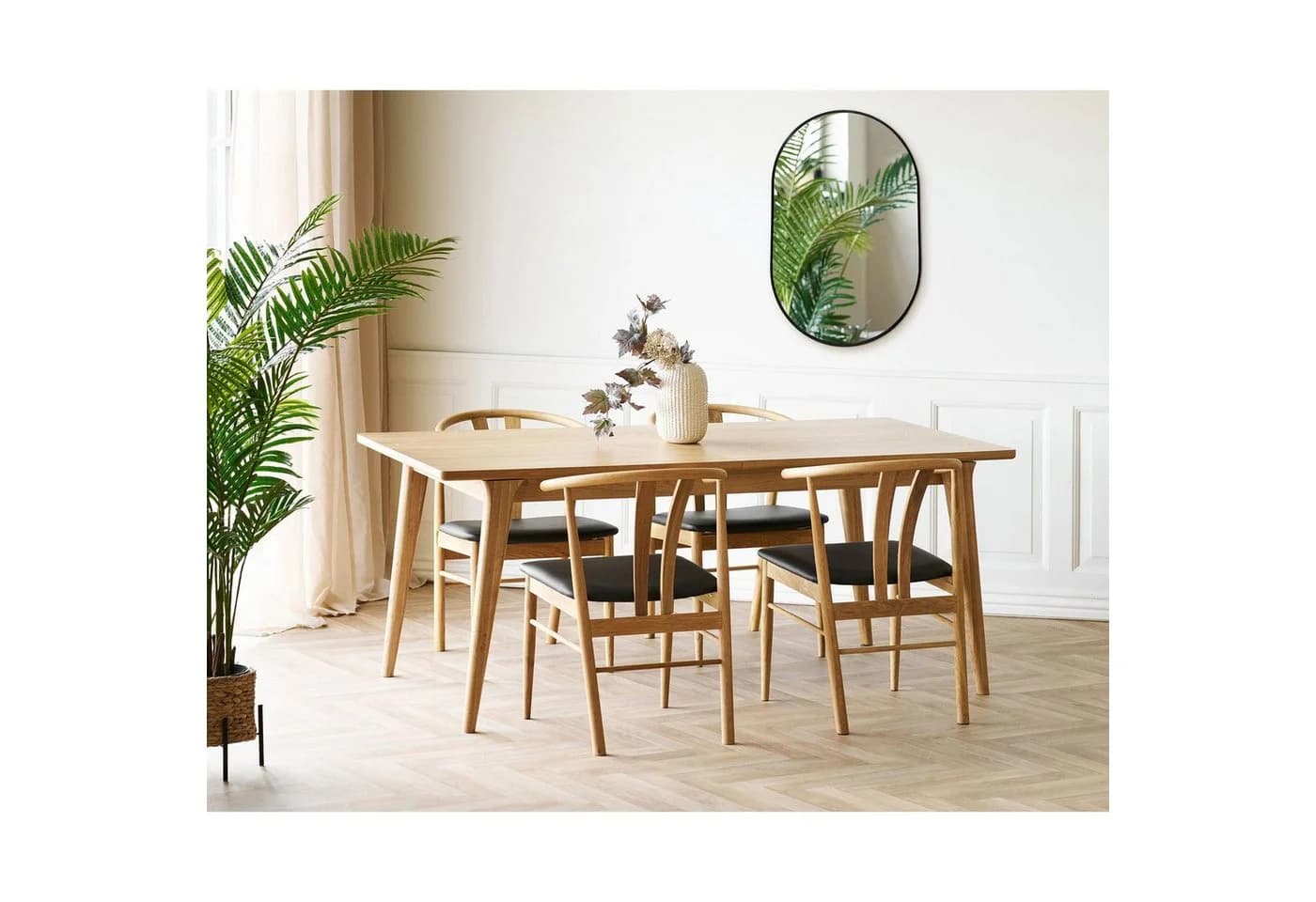 Wandspiegel Schwarz Oval 80x50x3 cm