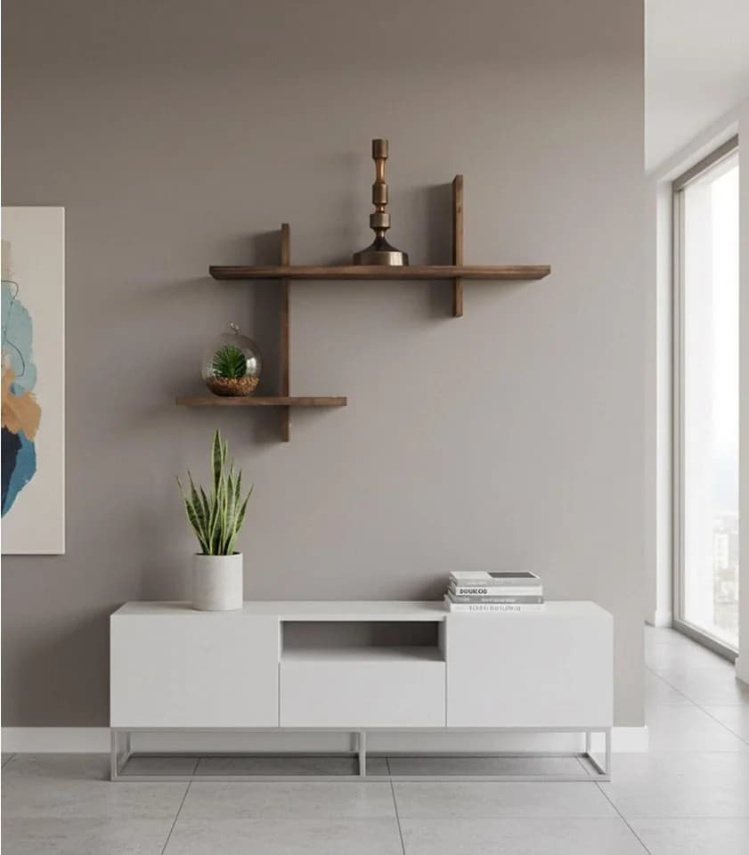 House Nordic Wandregal OVADA Braun Massivholz