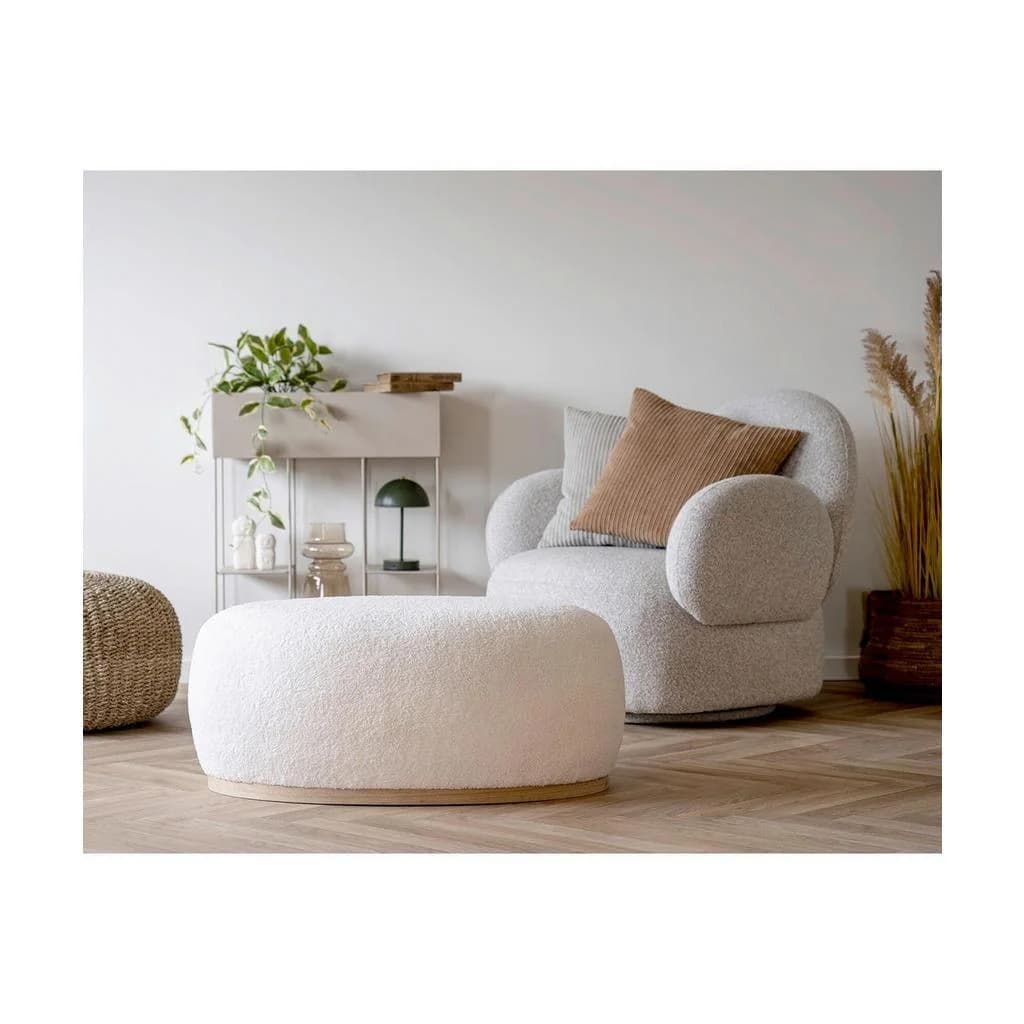 Pouf Manhattan Weiß Textil Uni Schaumstoff