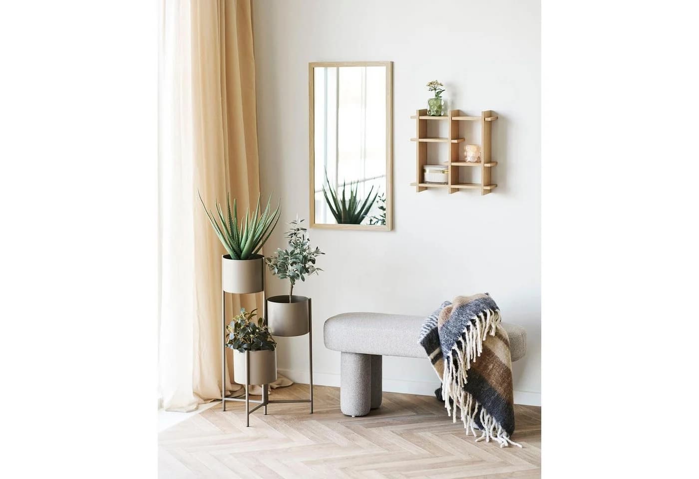 House Nordic Wandspiegel Scottsdale Hellbraun Holzrahmen