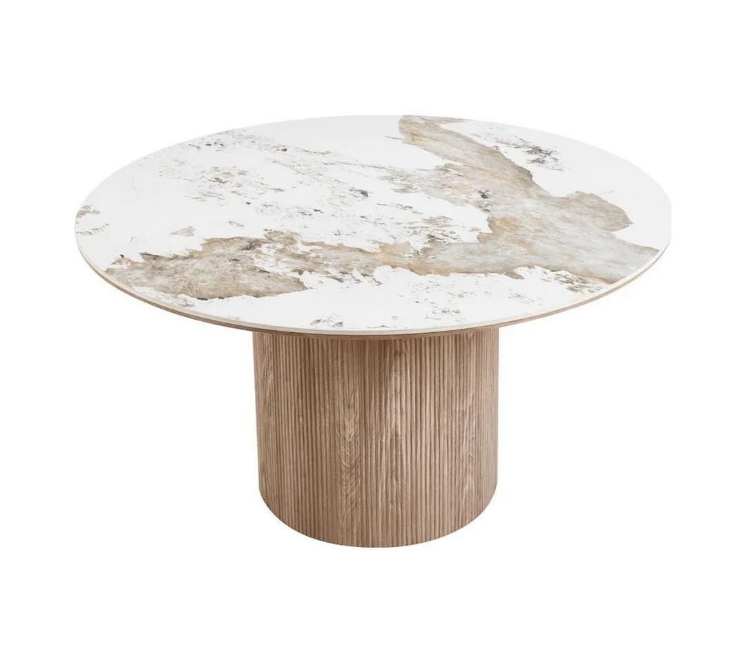 House Nordic Esstisch Isa rund 140cm Keramik weiß