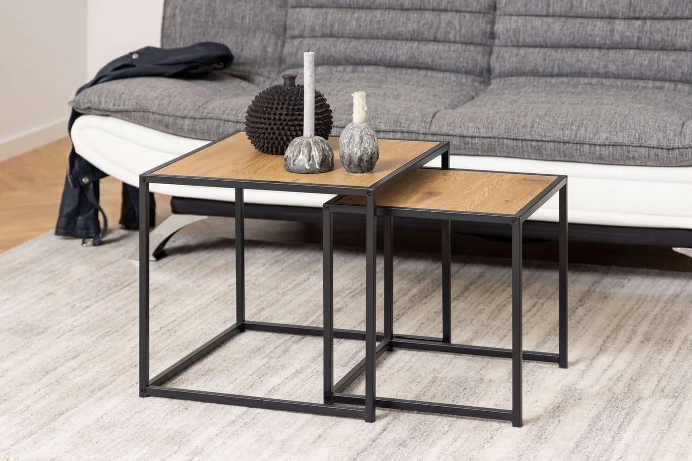 ACTONA GROUP Couchtisch Seaford Wildeiche-Optik Stahl 2-Teil-Set - Bild 3