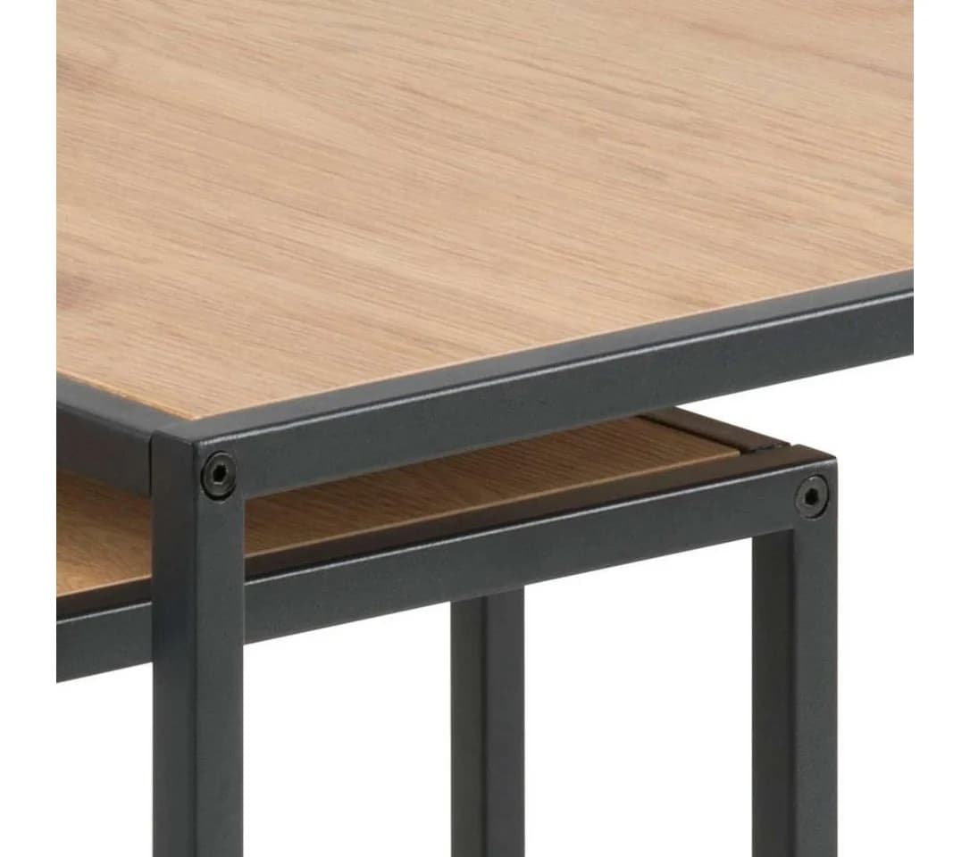 ACTONA GROUP Couchtisch Seaford Wildeiche-Optik Stahl 2-Teil-Set - Bild 5