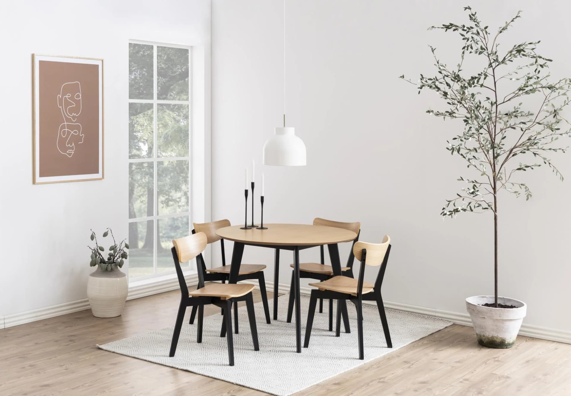 ACTONA GROUP Roxby Runder Esstisch Schwarz Eiche Natur