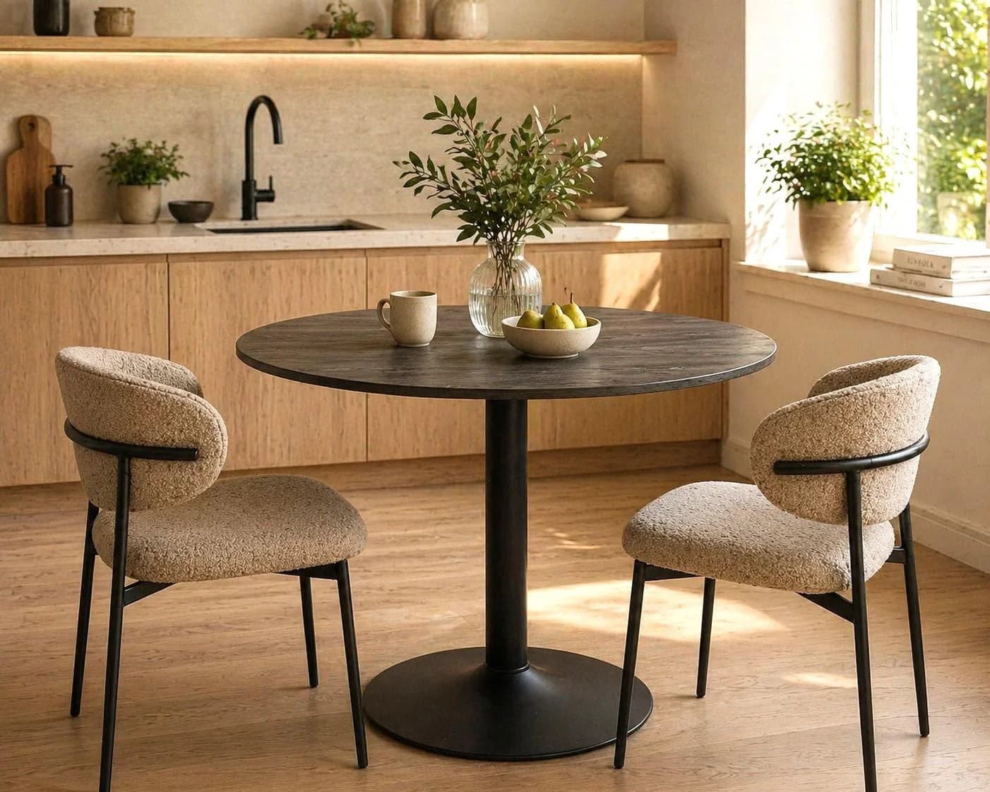 ACTONA GROUP Esstisch Ibiza Schwarz MDF Metall Ø 110 cm