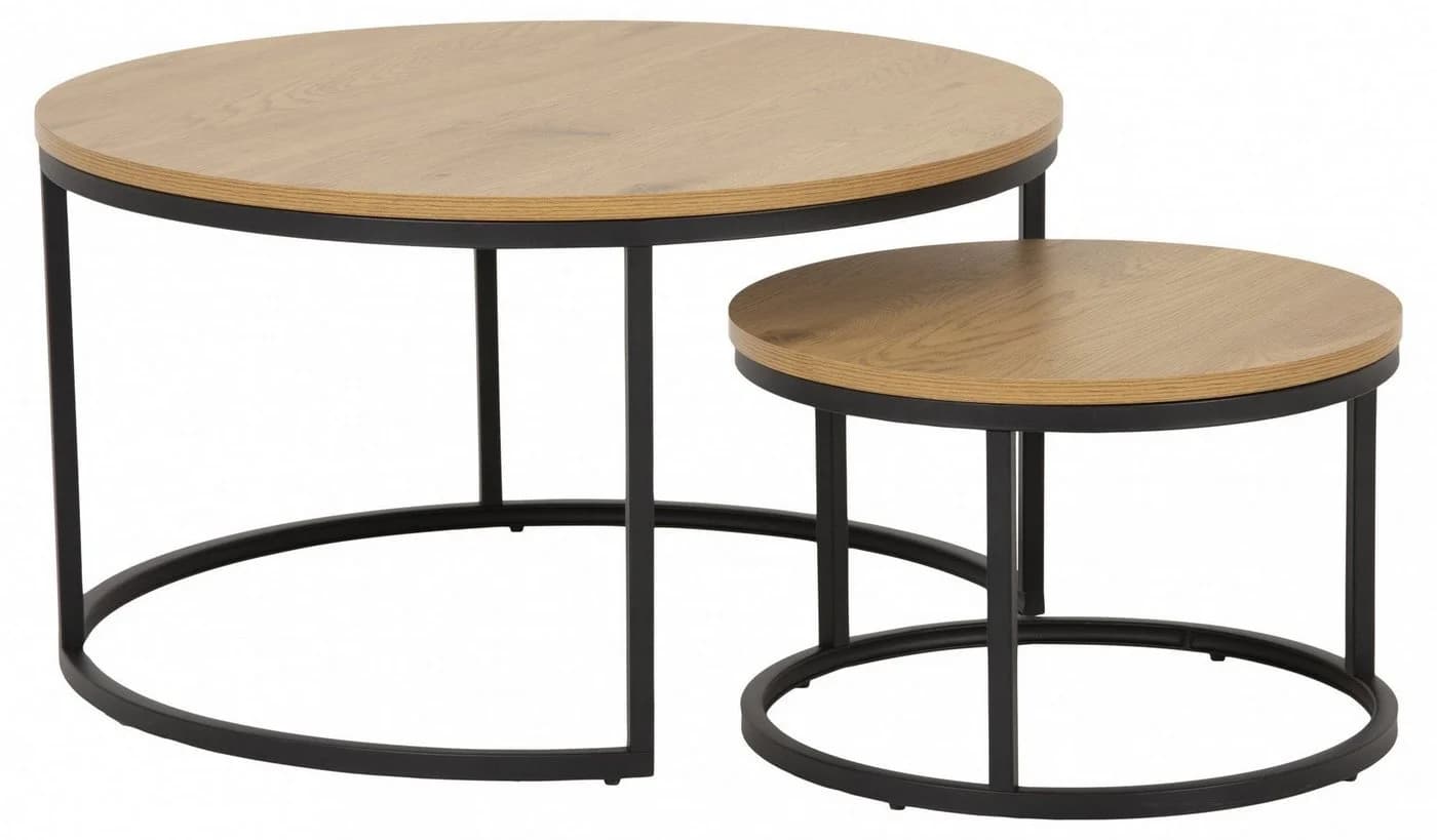 ACTONA GROUP Spiro Couchtisch Set 2-tlg. Schwarz/Beige Modern Skandinavisch - Bild 2