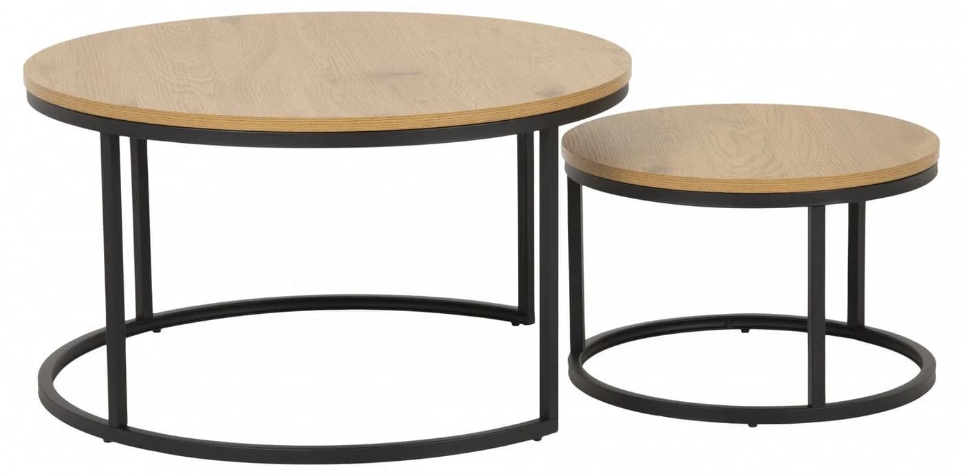 ACTONA GROUP Spiro Couchtisch Set 2-tlg. Schwarz/Beige Modern Skandinavisch - Bild 5