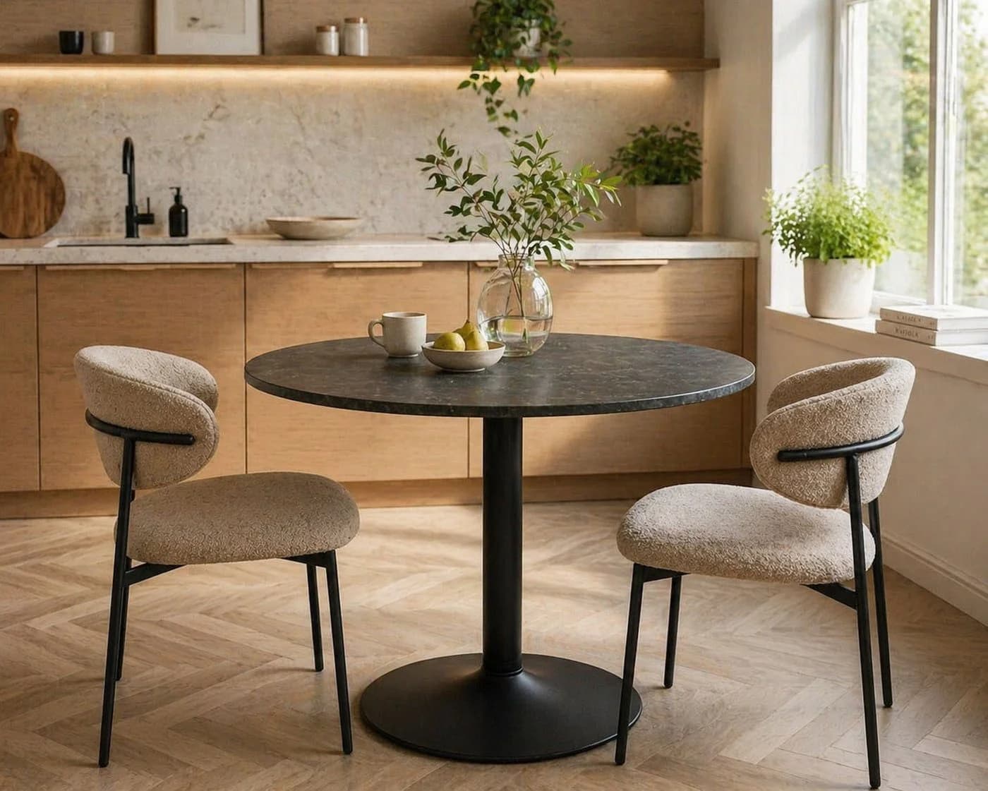 ACTONA GROUP Esstisch Ibiza Schwarz MDF Metallgestell - Bild 2