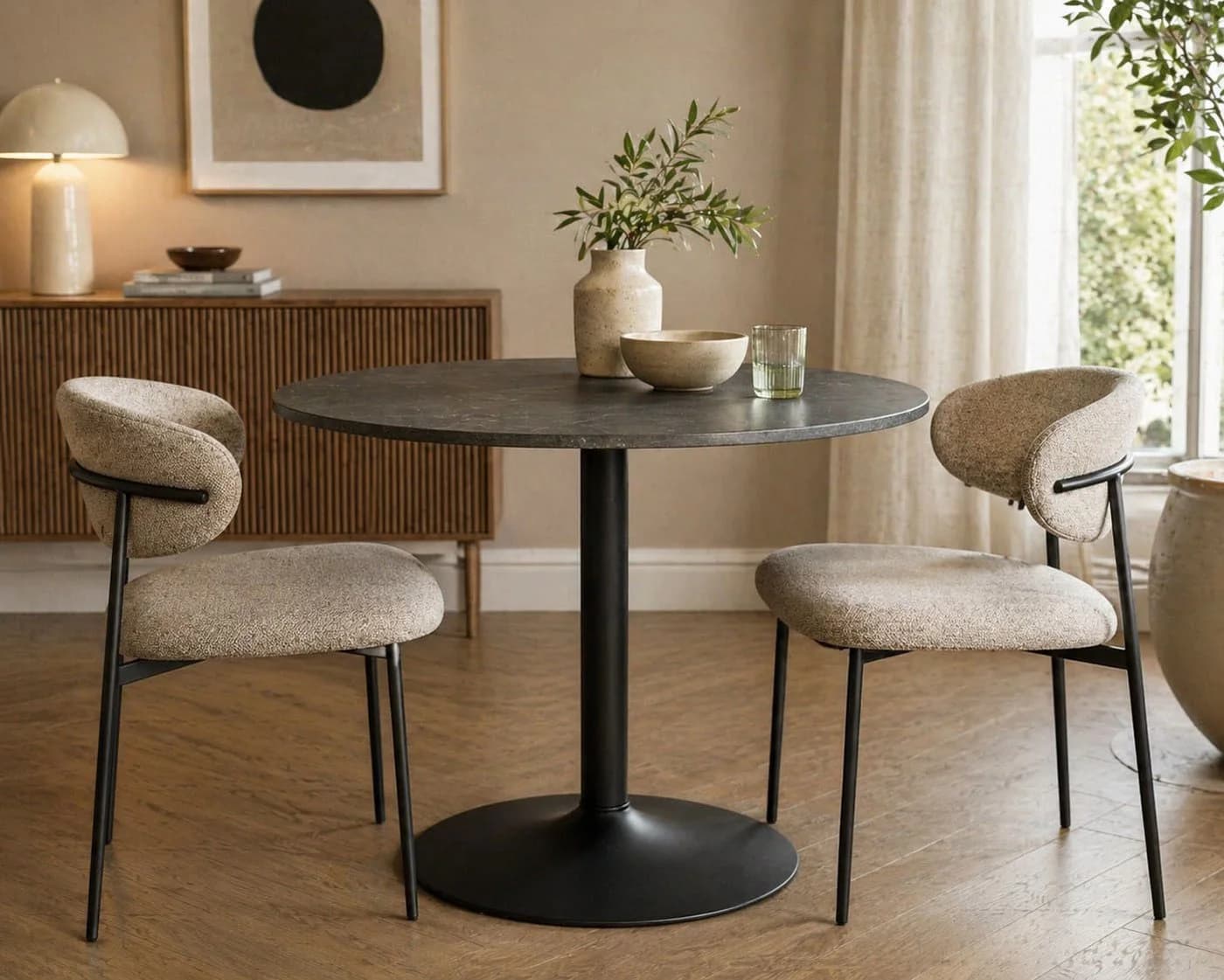 ACTONA GROUP Esstisch Ibiza Schwarz MDF Metallgestell - Bild 3