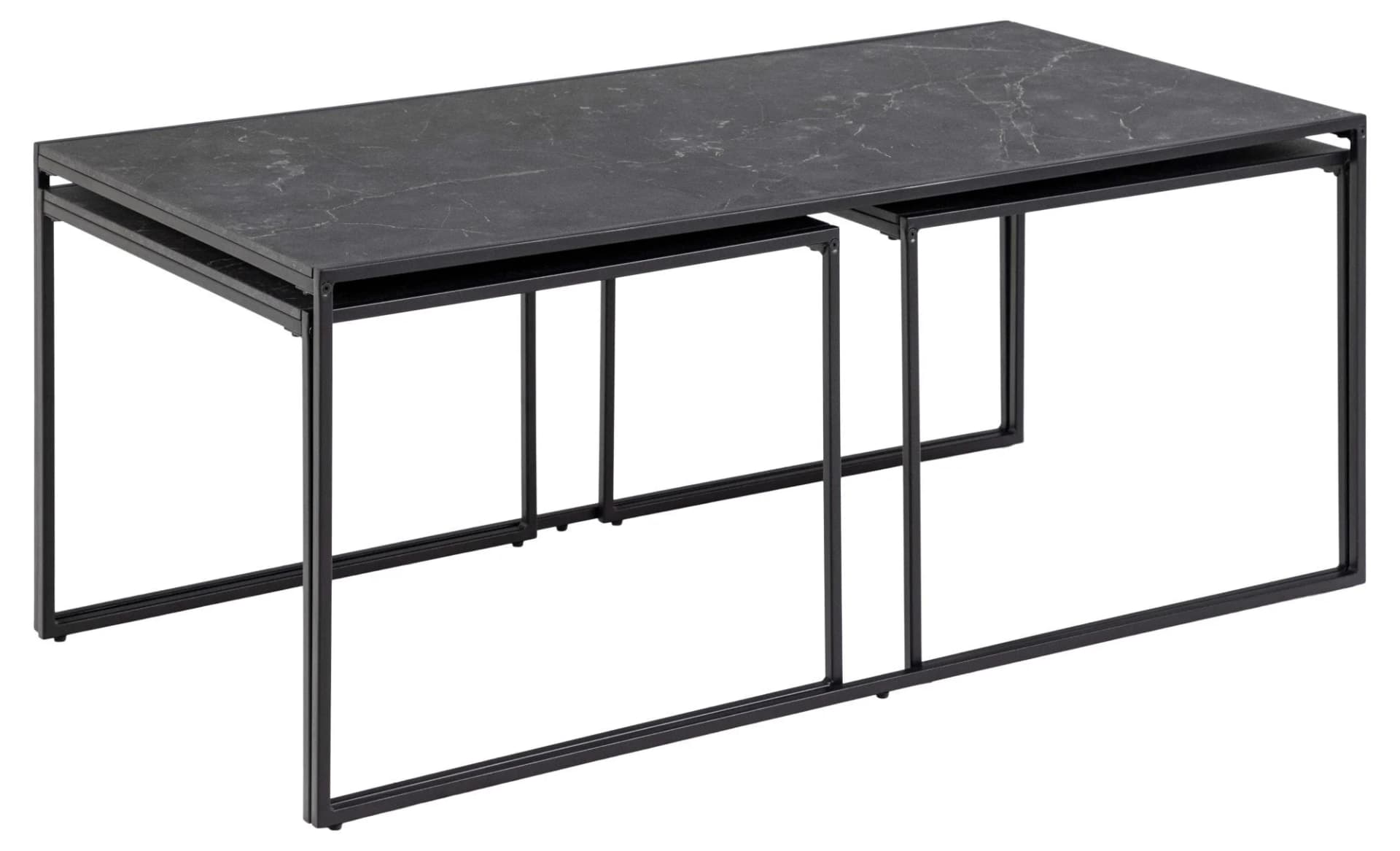ACTONA GROUP Infinity Beistelltisch-Set Schwarz Melamin Metall