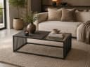 ACTONA GROUP Couchtisch Strington Schwarz Marmoroptik Glas Metall Bild 1