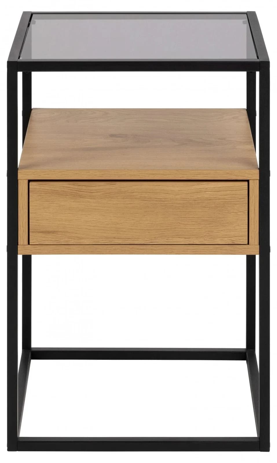 ACTONA GROUP Nachttisch Randolf Rauchglas Stahl Wildeiche
