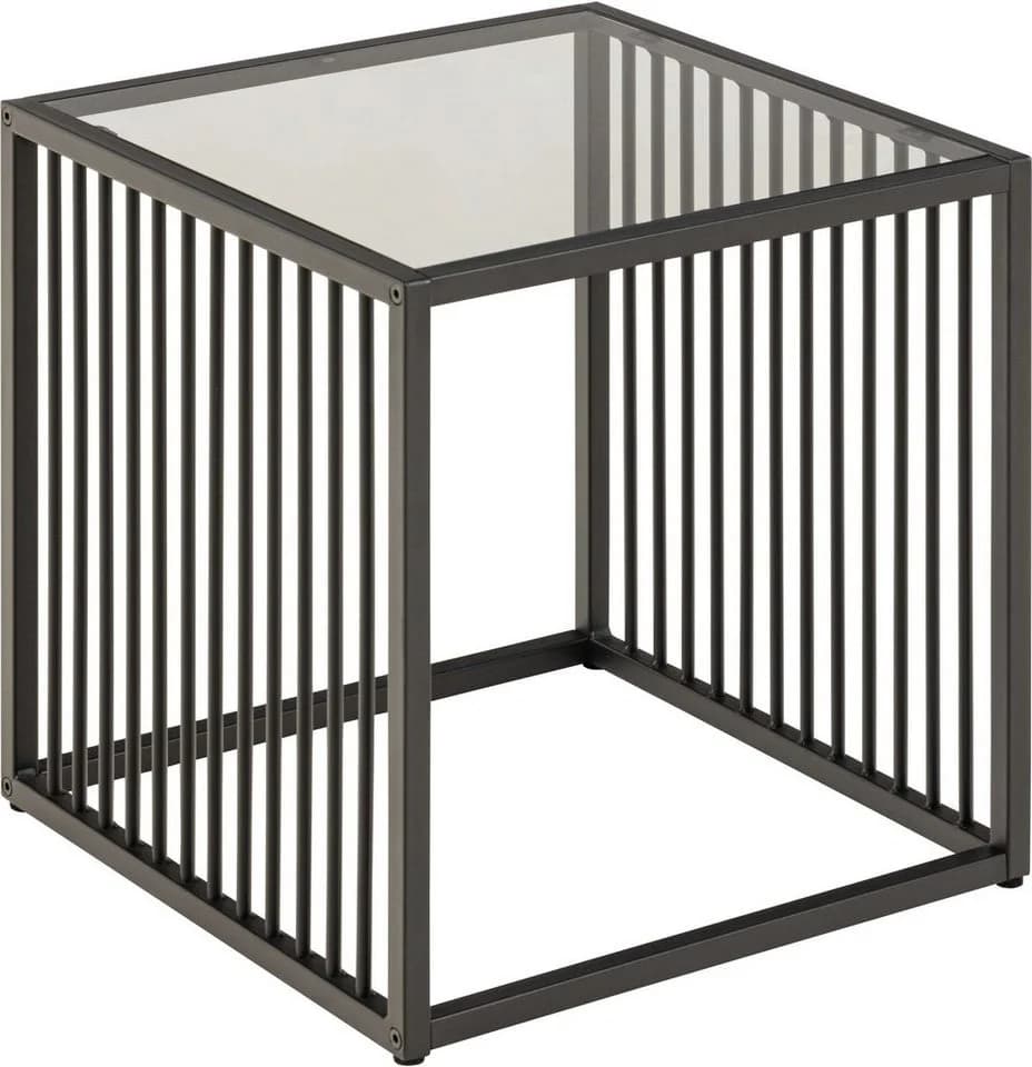 ACTONA GROUP Couchtisch Strington Beistelltisch, Ecktisch, schwarzer Marmoroptik, vertikalen Metalllamellen - Bild 2