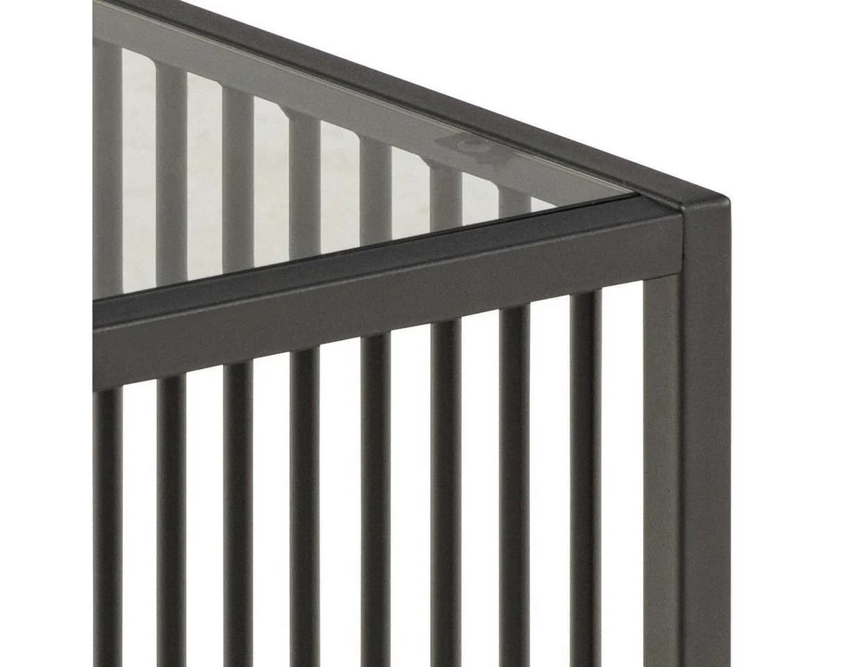 ACTONA GROUP Couchtisch Strington Beistelltisch, Ecktisch, schwarzer Marmoroptik, vertikalen Metalllamellen - Bild 4