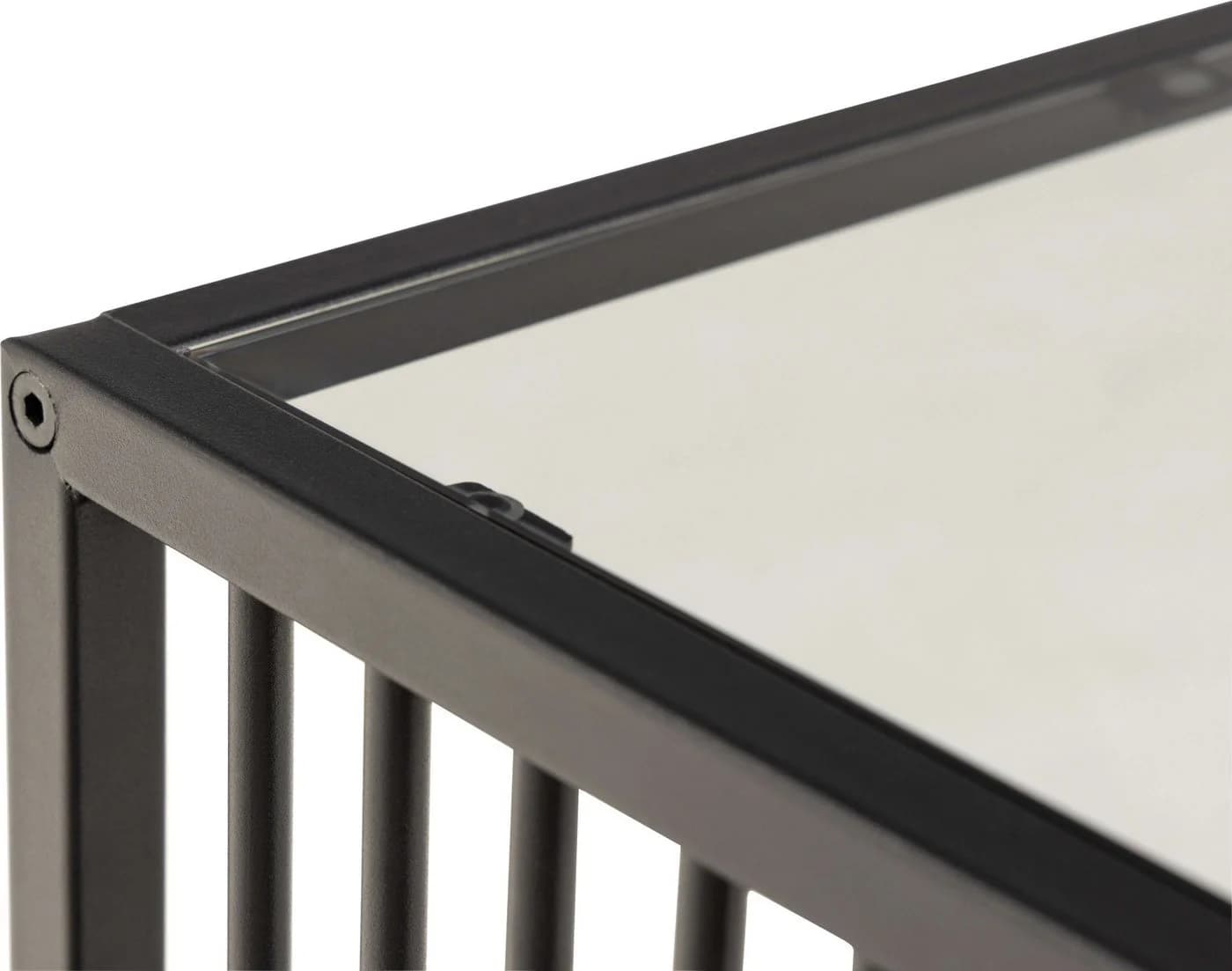 ACTONA GROUP Couchtisch Strington Beistelltisch, Ecktisch, schwarzer Marmoroptik, vertikalen Metalllamellen - Bild 5