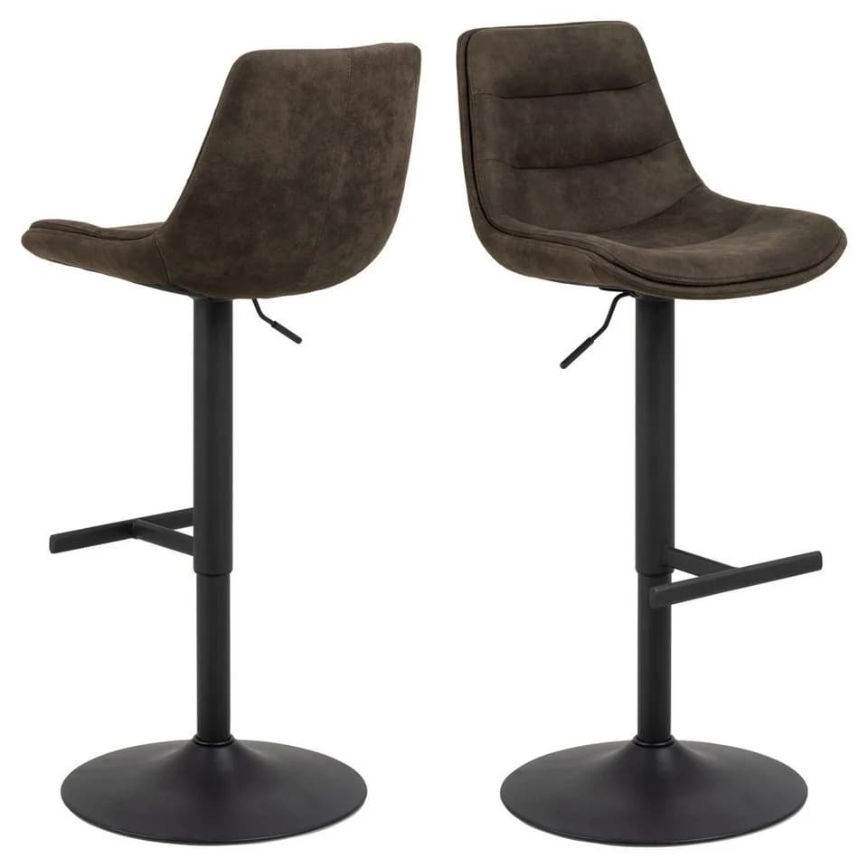 ACTONA GROUP Adisa Barhocker 2er Set Grau-Braun Stoff - Bild 3