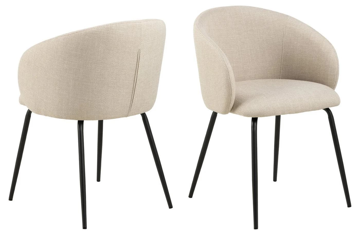 ACTONA GROUP Armlehnstuhl Beige 2er-Set mit Stahlgestell - Bild 2