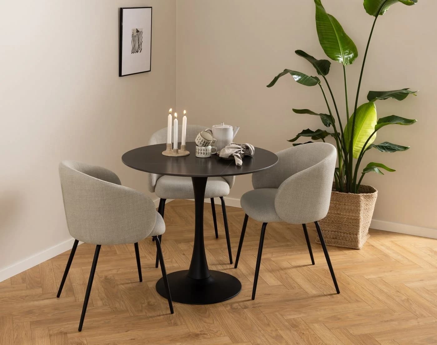 ACTONA GROUP Armlehnstuhl Beige 2er-Set mit Stahlgestell - Bild 3