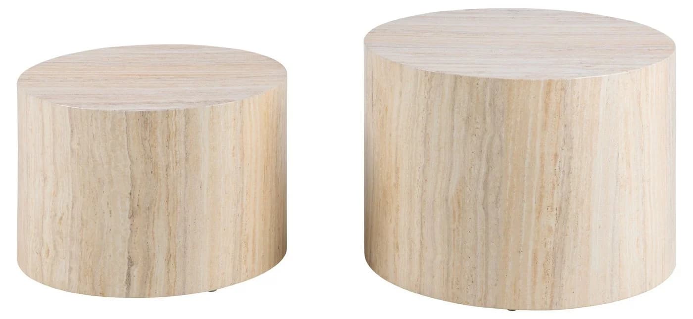 ACTONA GROUP Dice Couchtisch-Set Beige Steinoptik 2er-Set - Bild 5