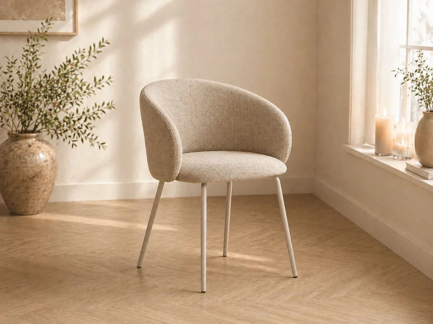 ACTONA GROUP Eleanor Esszimmerstuhl mit Armlehnen Beige Stoff - Bild 2