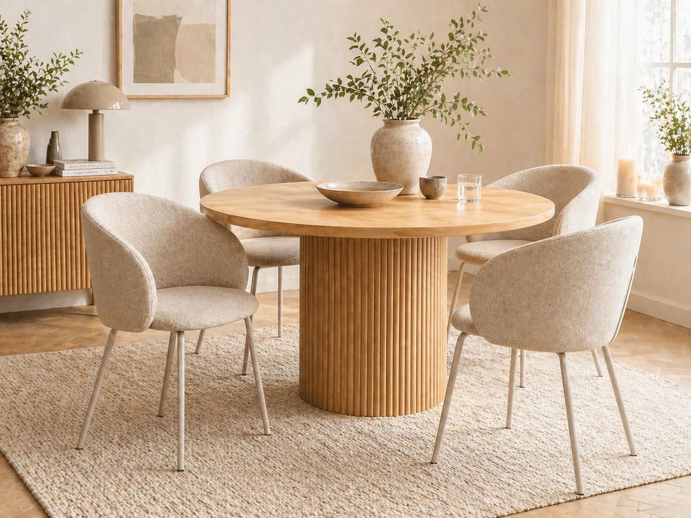 ACTONA GROUP Eleanor Esszimmerstuhl mit Armlehnen Beige Stoff - Bild 5