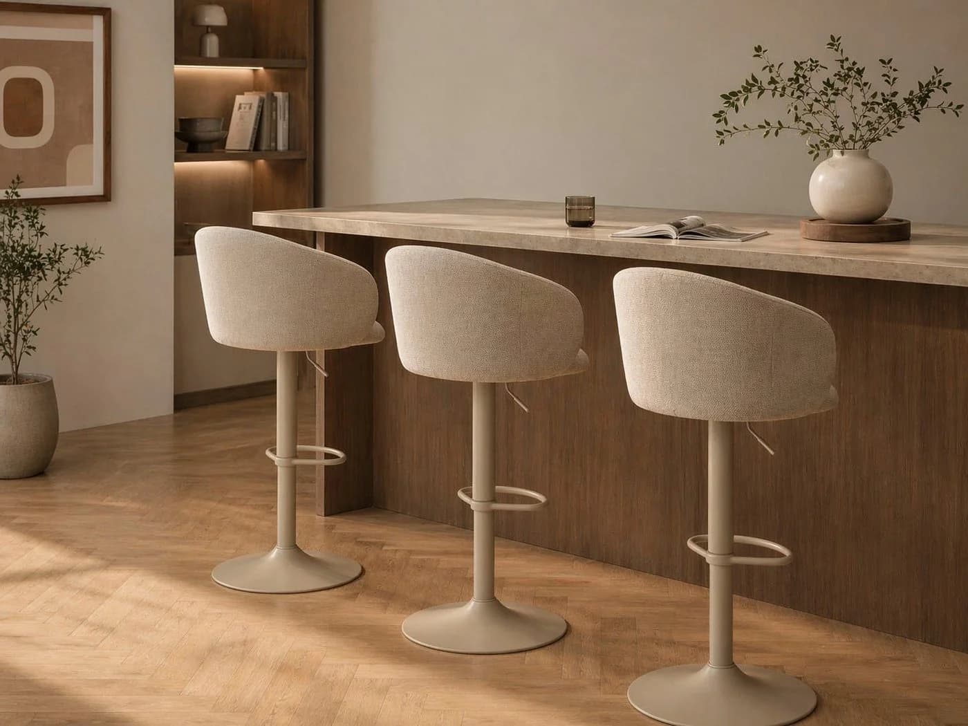 Barhocker ACTONA GROUP Beige mit Gaslift und Drehfunktion - Bild 3