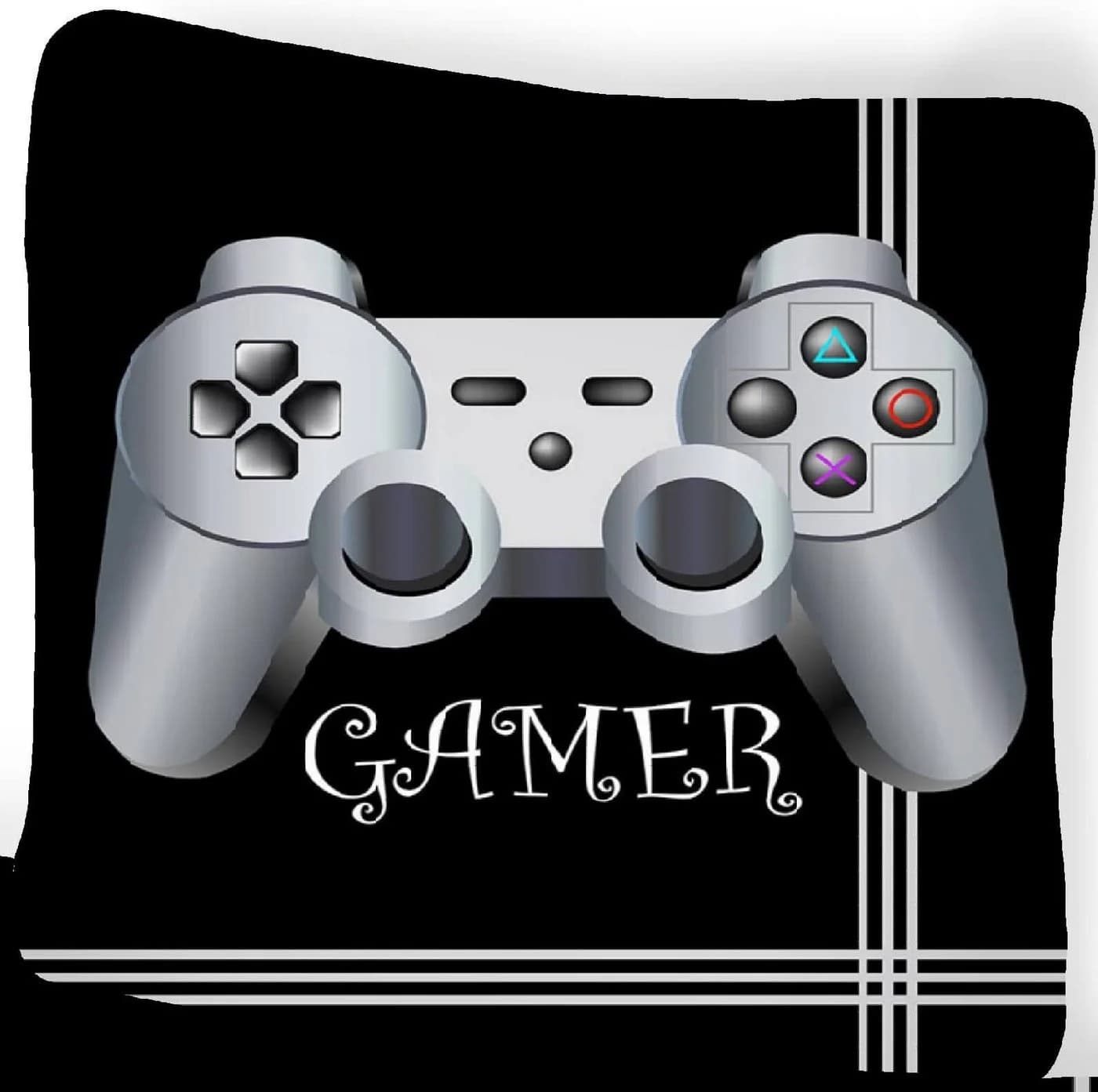 BrandMac Bettwäsche Gamer Set 135x200 cm Schwarz Silber Gaming Controller