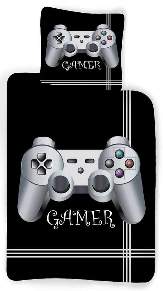 BrandMac Bettwäsche Gamer Set 135x200 cm Schwarz Silber Gaming Controller - Bild 2