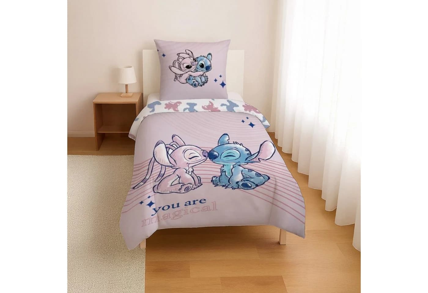 BrandMac Disney Stitch & Angel Wende-Bettwäsche Set Rosa Baumwolle - Bild 2