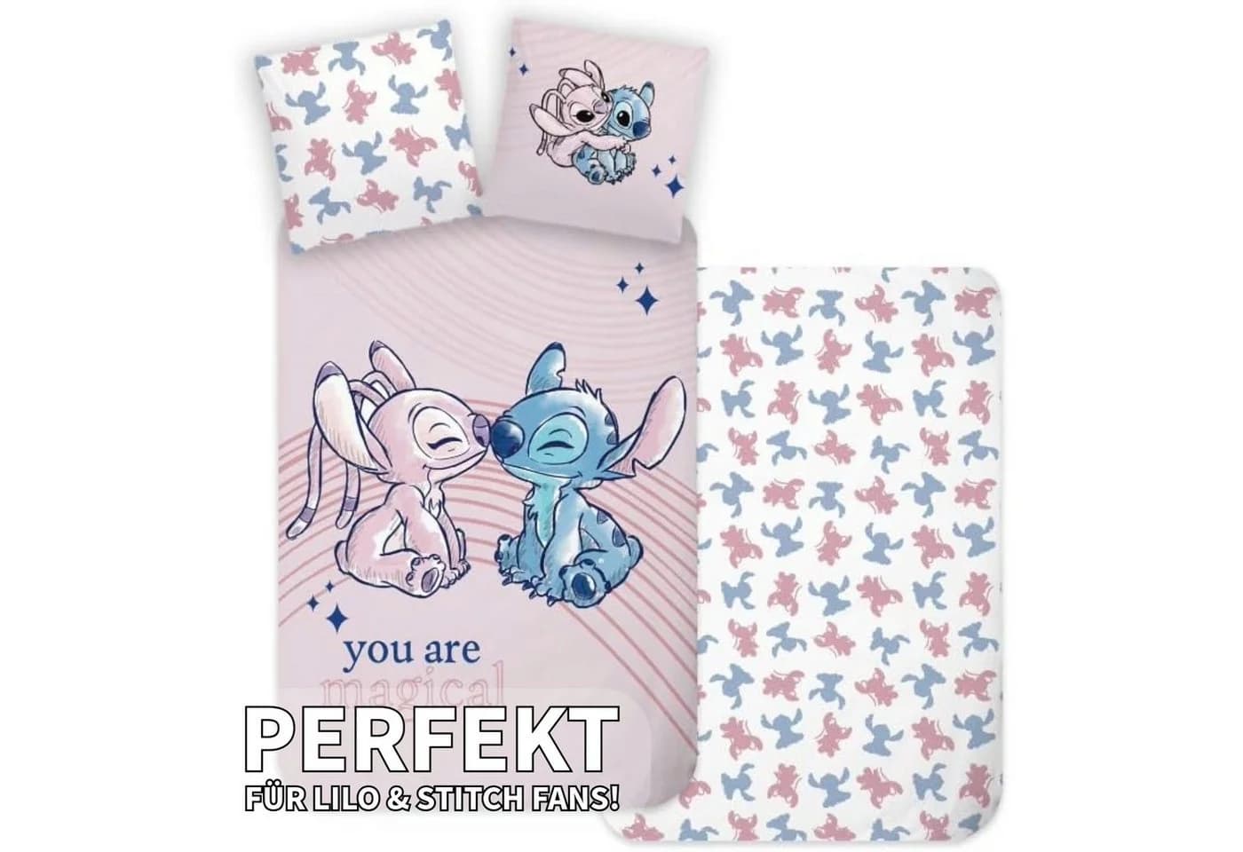BrandMac Disney Stitch & Angel Wende-Bettwäsche Set Rosa Baumwolle - Bild 3