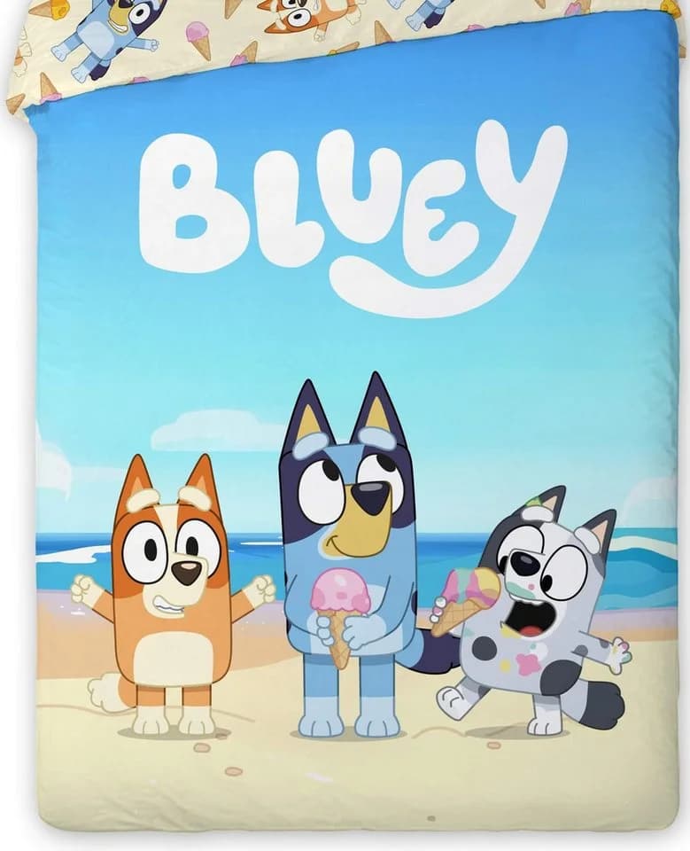 BrandMac Bluey Wende-Bettwäsche-Set 135x200 & 80x80 100% Baumwolle
