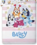 BrandMac Bluey Wende-Bettwäsche-Set 135x200 & 80x80 Rosa/Weiß Baumwolle Bild 1